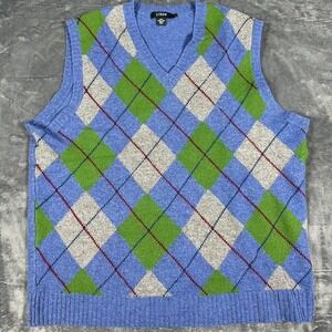 Y2K J. Crew Patterned Golf Sweater Vest - size large - measurements listed